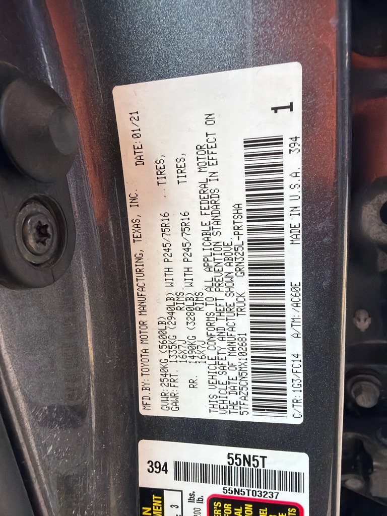 Toyota Tacoma SR5 Double Cab Long Bed V6 6AT 2WD 2021