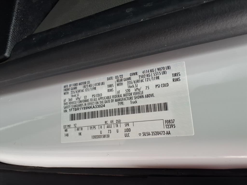 Ford Transit Cargo Van T-250 130" Low Rf 9070 GVWR RWD 2022