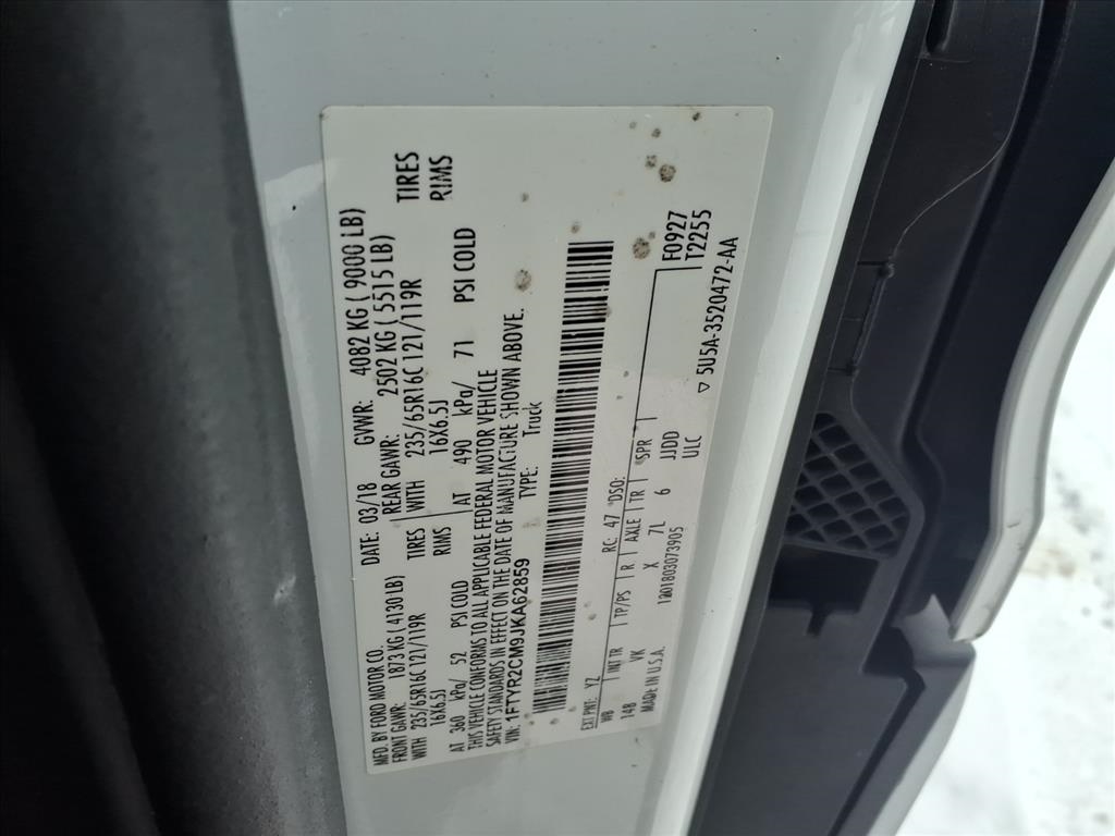 Ford Transit Van T-250 148" Med Rf 9000 GVWR Sliding RH Dr 2018