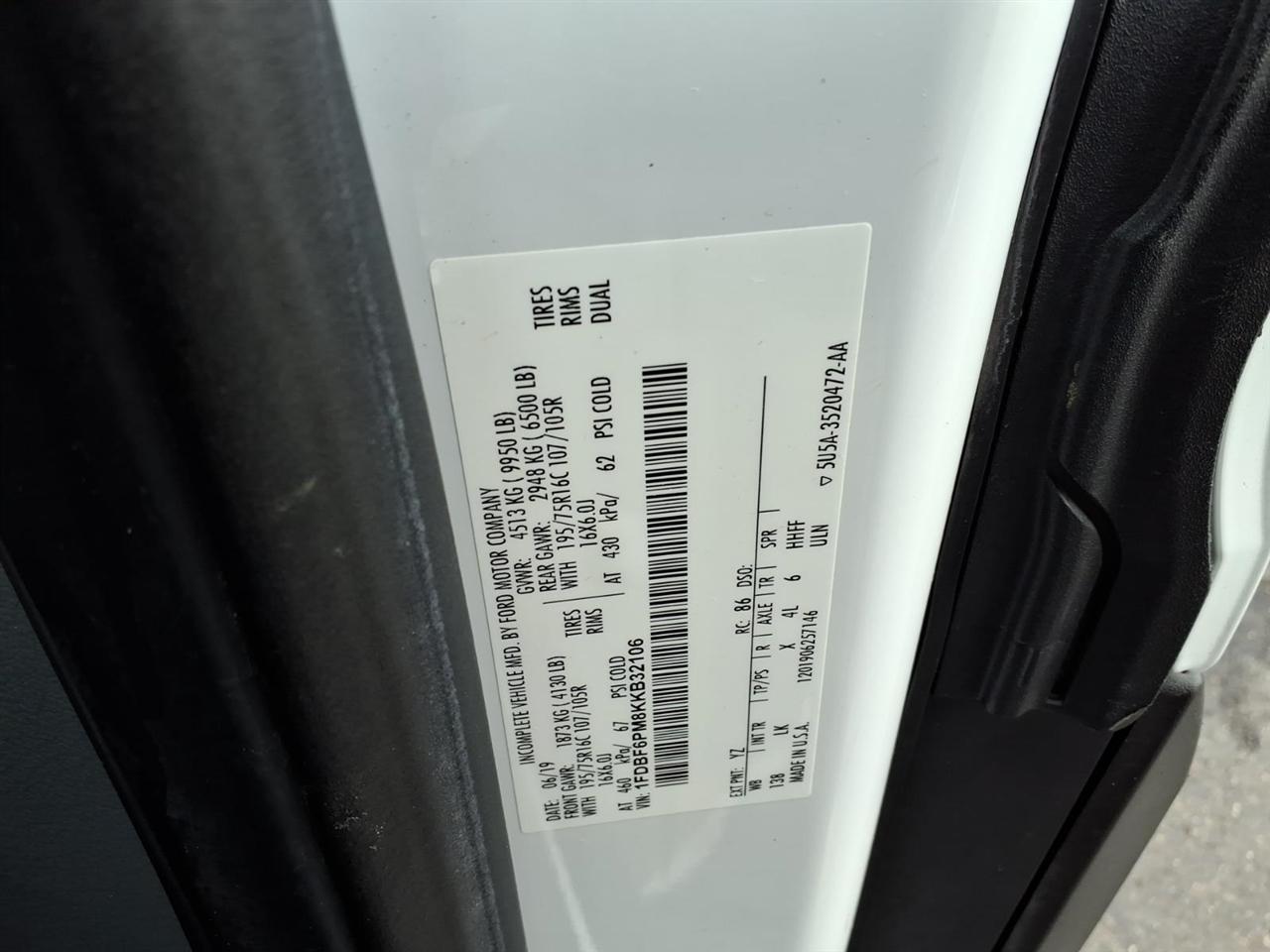 Ford Transit Cutaway T-350 DRW 138" WB 9950 GVWR 2019