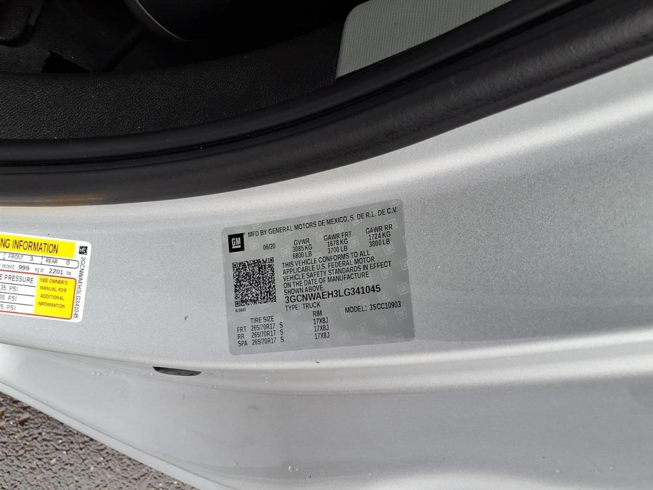 Chevrolet Silverado 1500 2WD Reg Cab 140" Work Truck 2020