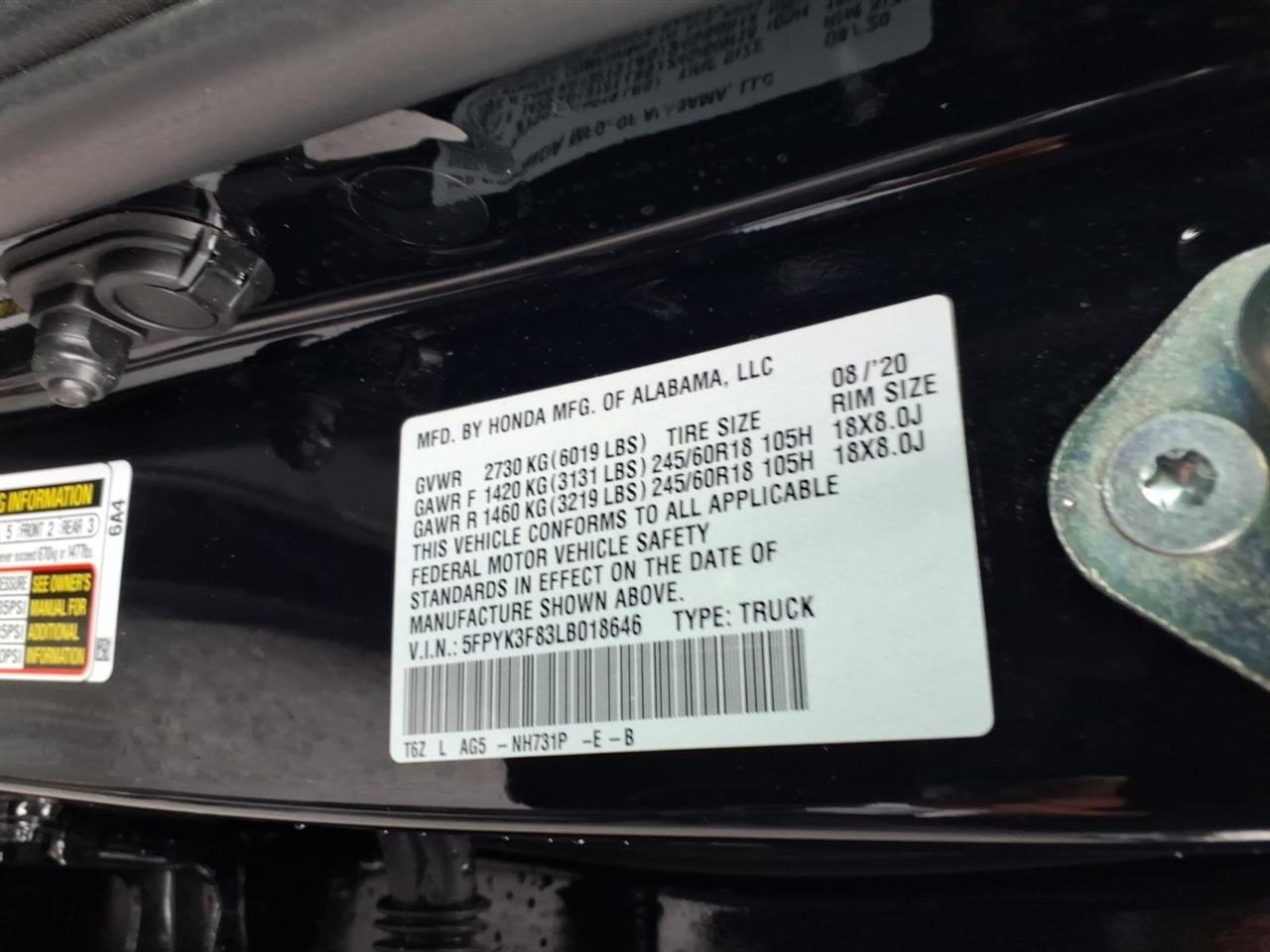 Honda Ridgeline Black Edition AWD 2020