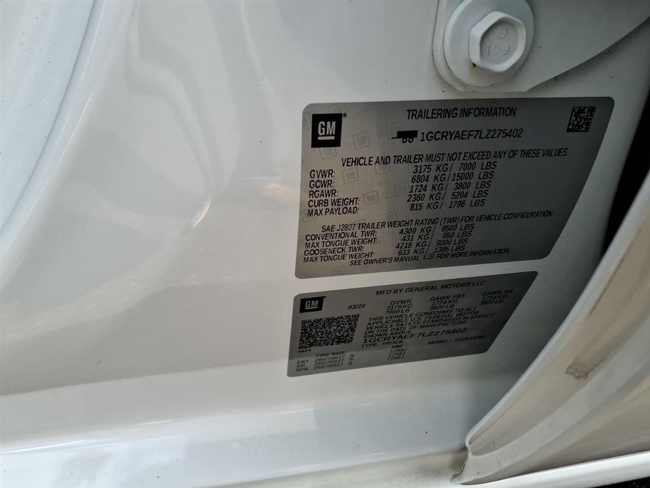 Chevrolet Silverado 1500 4WD Double Cab 147" Work Truck 2020