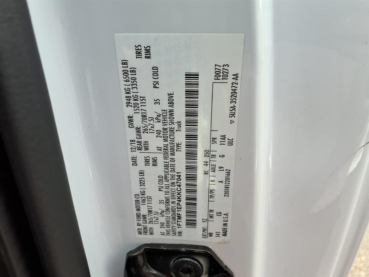 Ford F-150 XL 4WD 8 ft. 2019