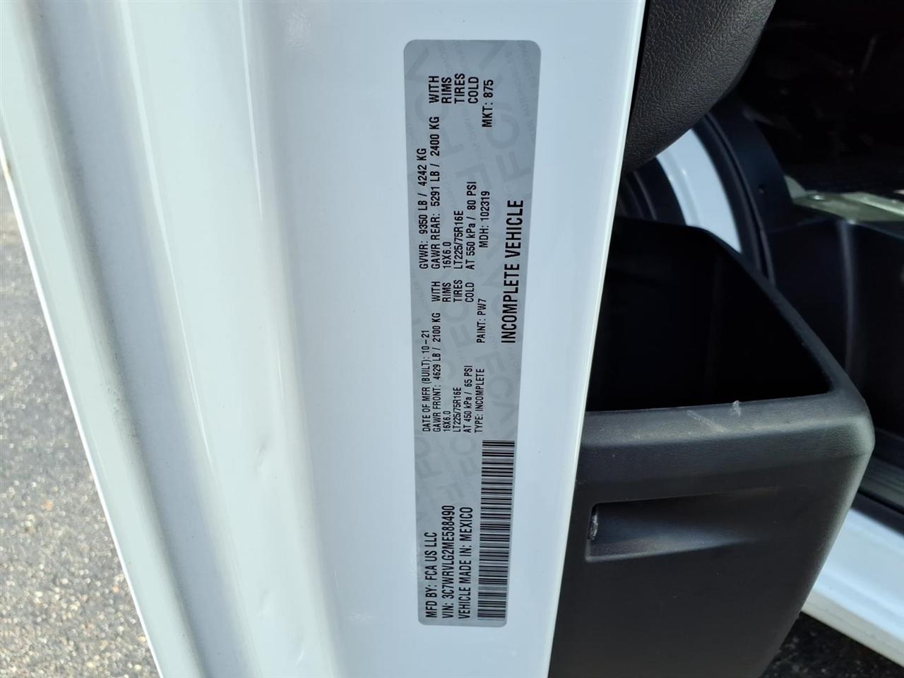 RAM ProMaster Cutaway 3500 159" WB 2021