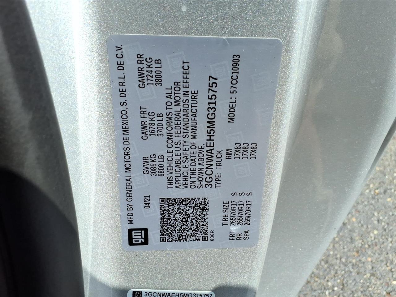 Chevrolet Silverado 1500 2WD Reg Cab 140" Work Truck 2021