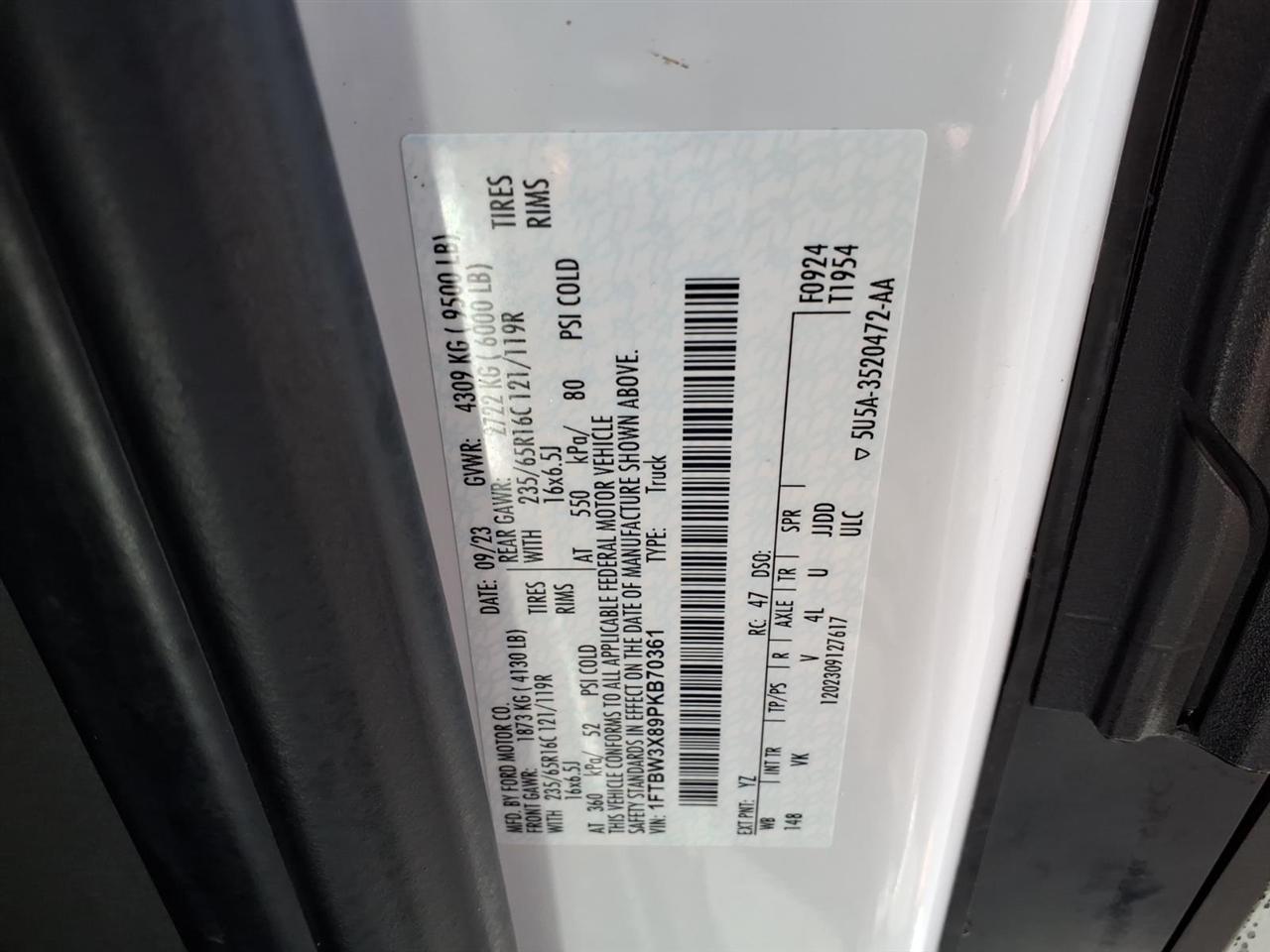 Ford Transit Cargo Van T-350 148" EL Hi Rf 9500 GVWR RWD 2023