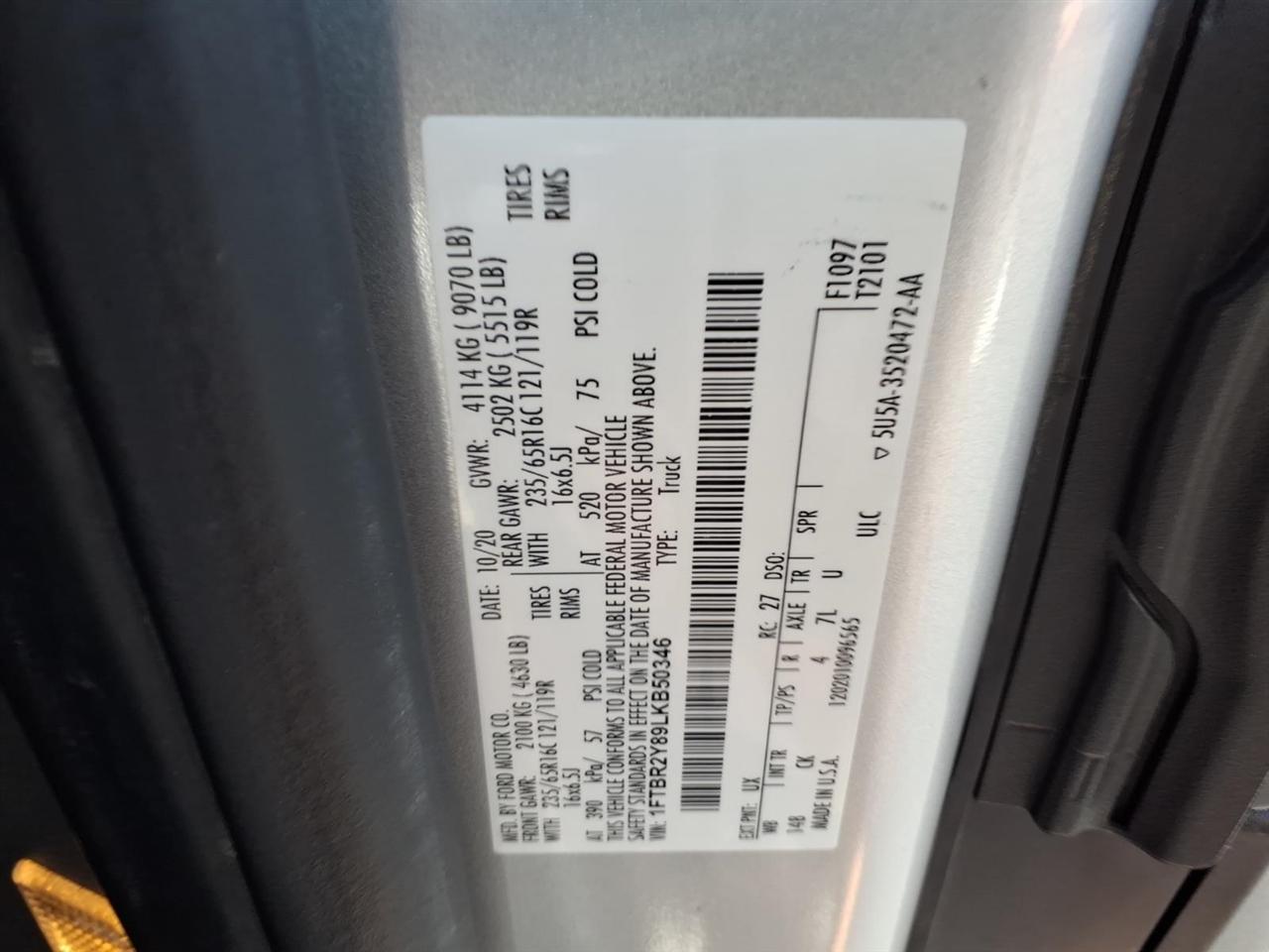 Ford Transit Cargo Van T-250 130" Low Rf 9070 GVWR AWD 2020