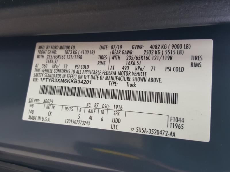 Ford Transit 250 Van High Roof w/Sliding Pass. 148-in. WB EL 2019