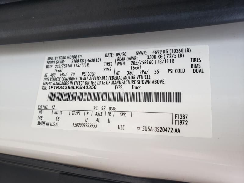 Ford Transit 350 Van HD High Roof 10360lb GVWR Pass. Slide EL 2020