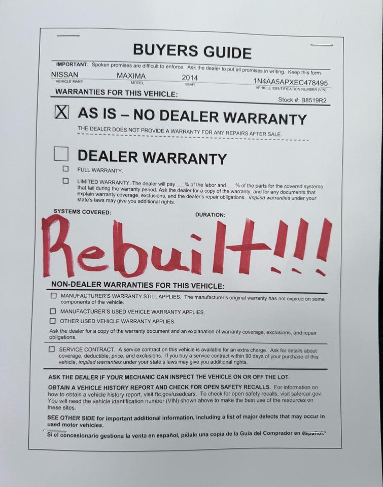 Nissan Maxima S 2014