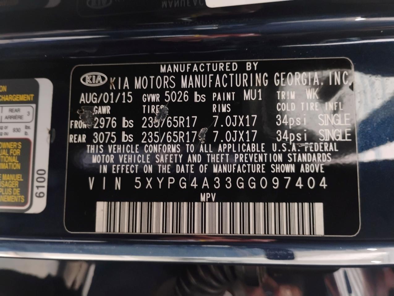 Kia Sorento LX 2WD 2016