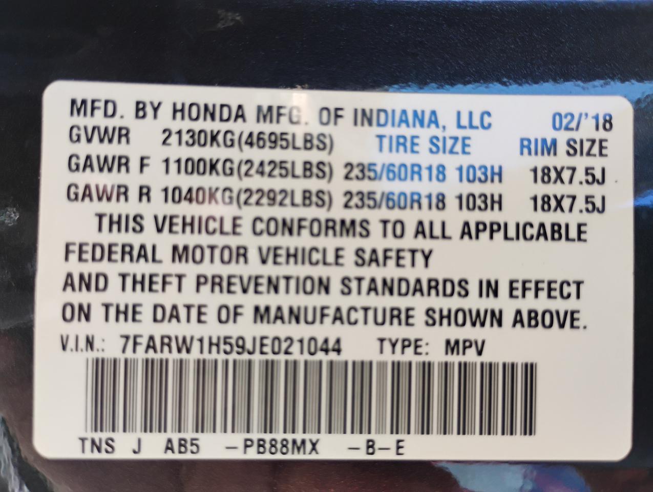 Honda CR-V EX 2WD 2018