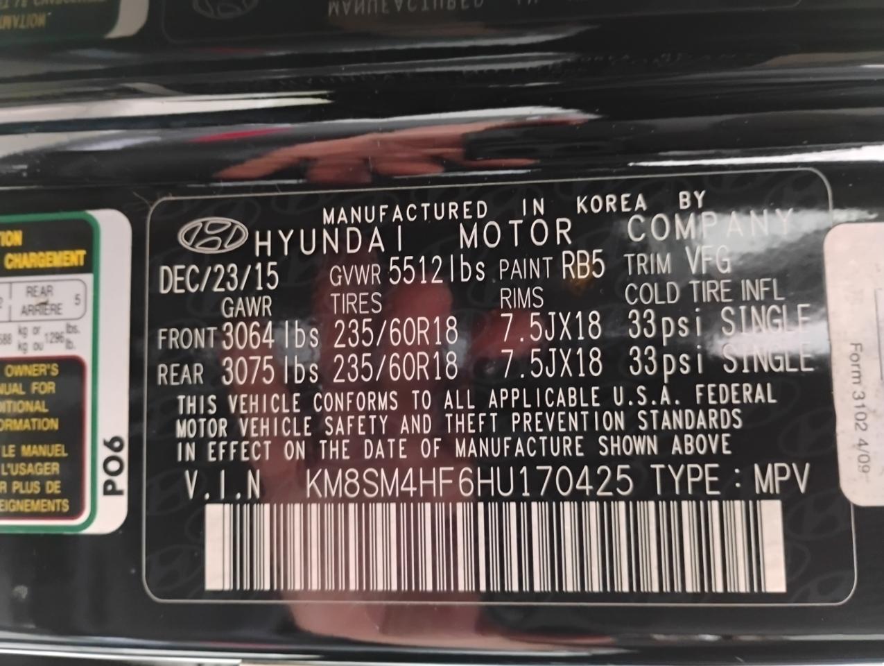 Hyundai Santa Fe SE FWD 2017