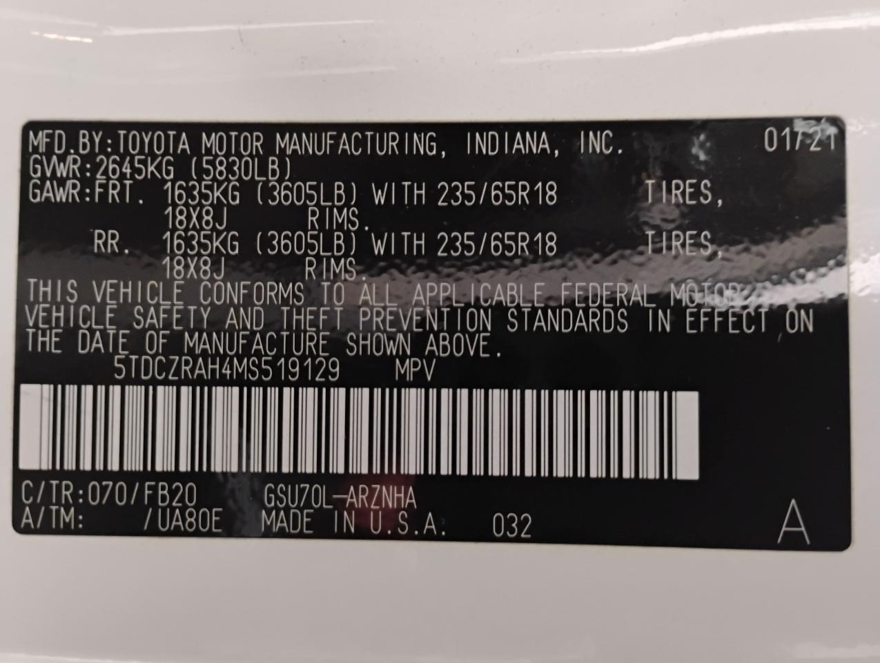 Toyota Highlander L 2021