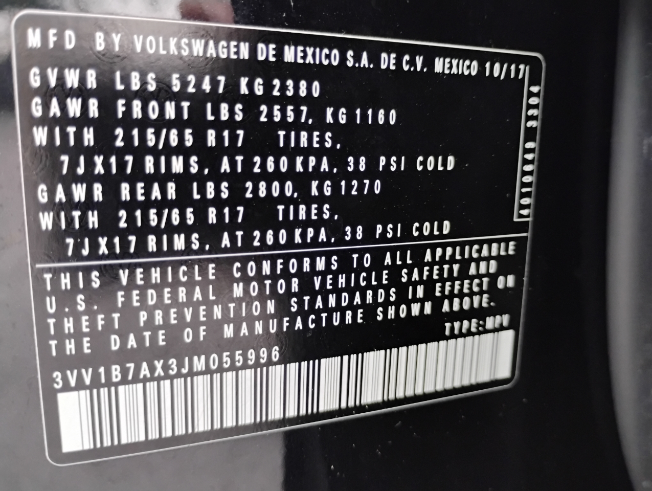 Volkswagen Tiguan S 2018 Volkswagen Tiguan S 2018