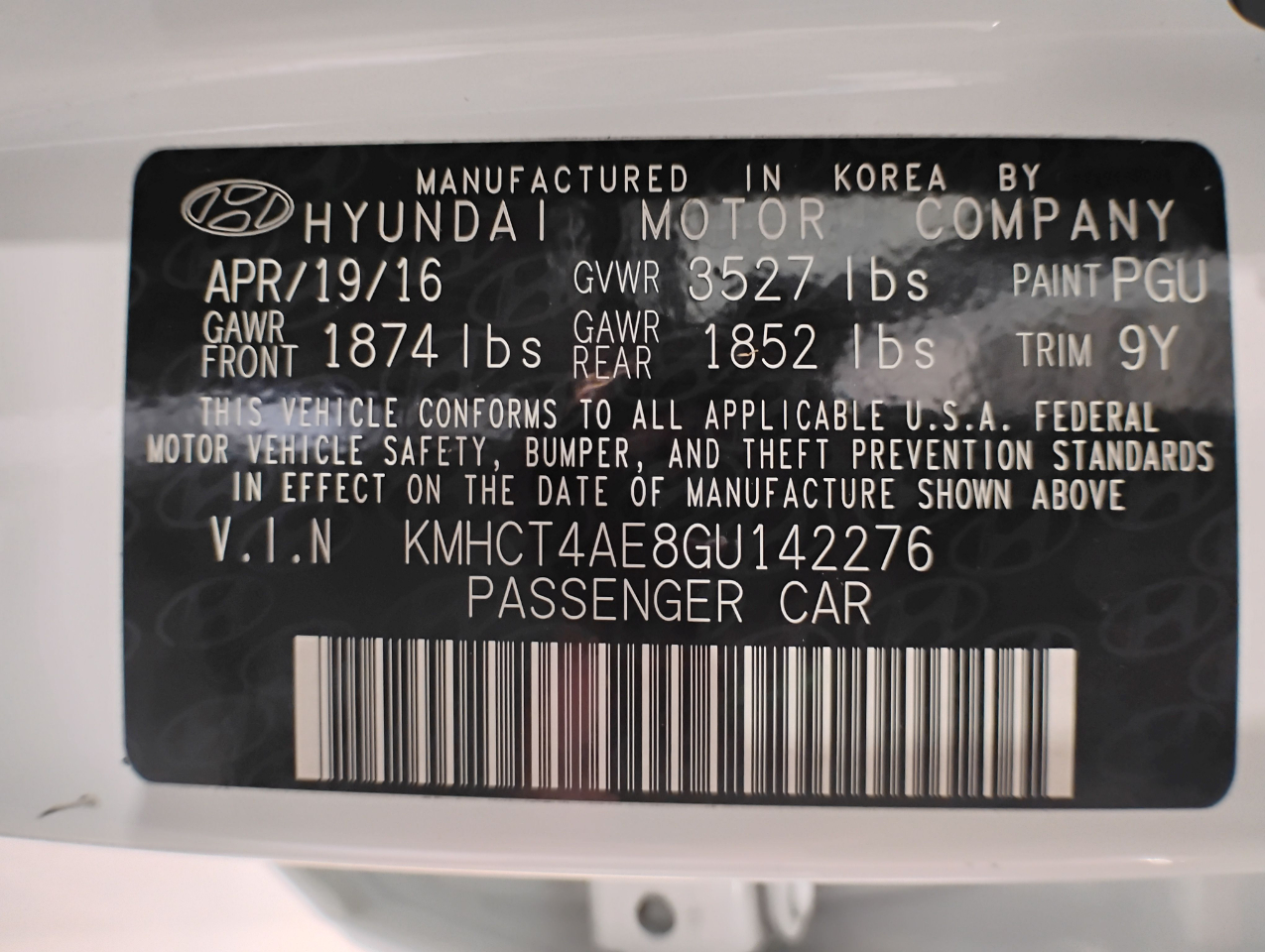 Hyundai Accent SE 4-Door 6A 2016