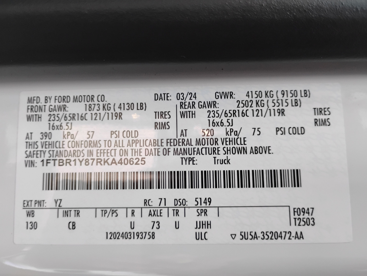 Ford Transit 250 Van 2024