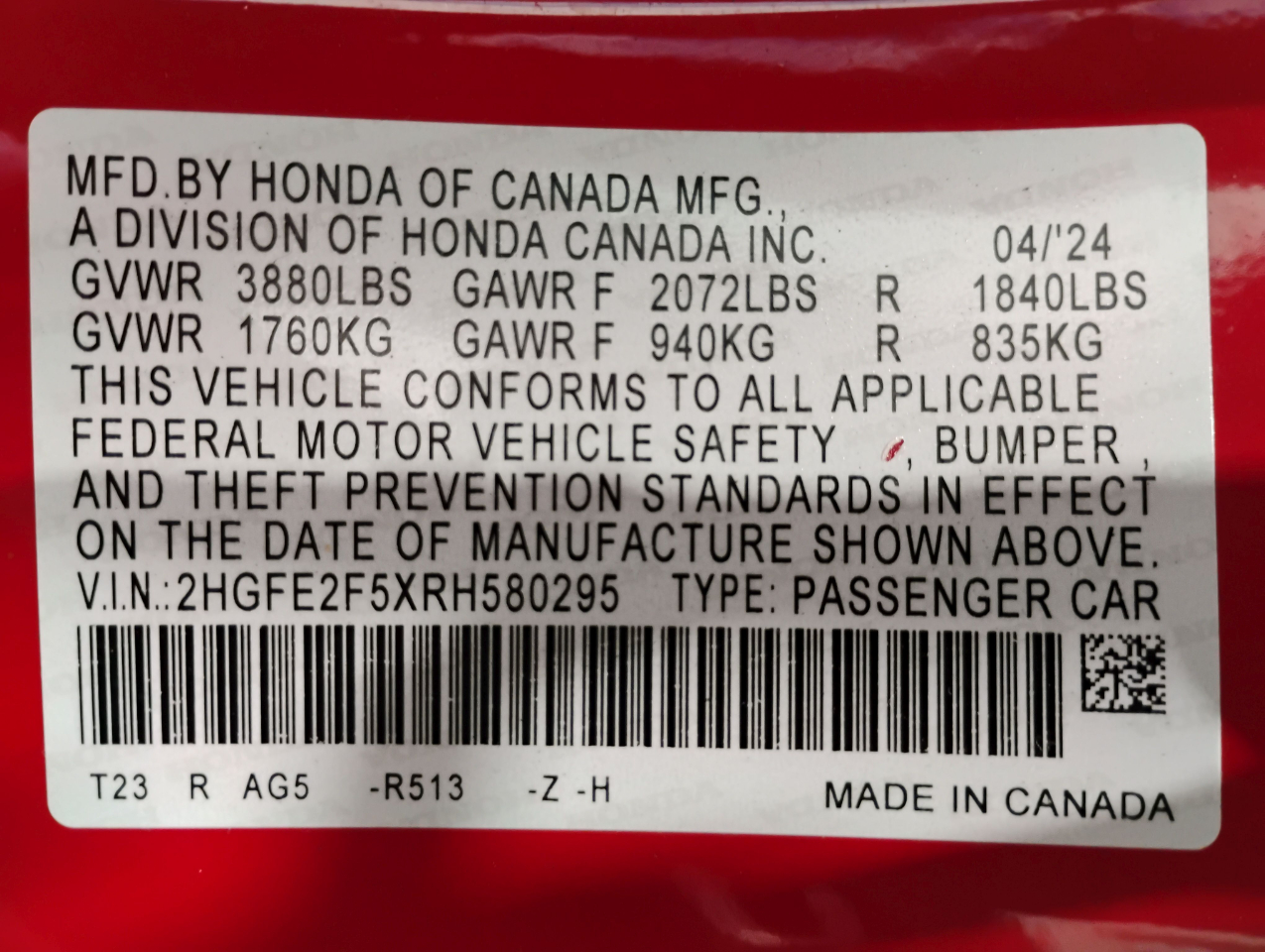 Honda Civic Sport 2024