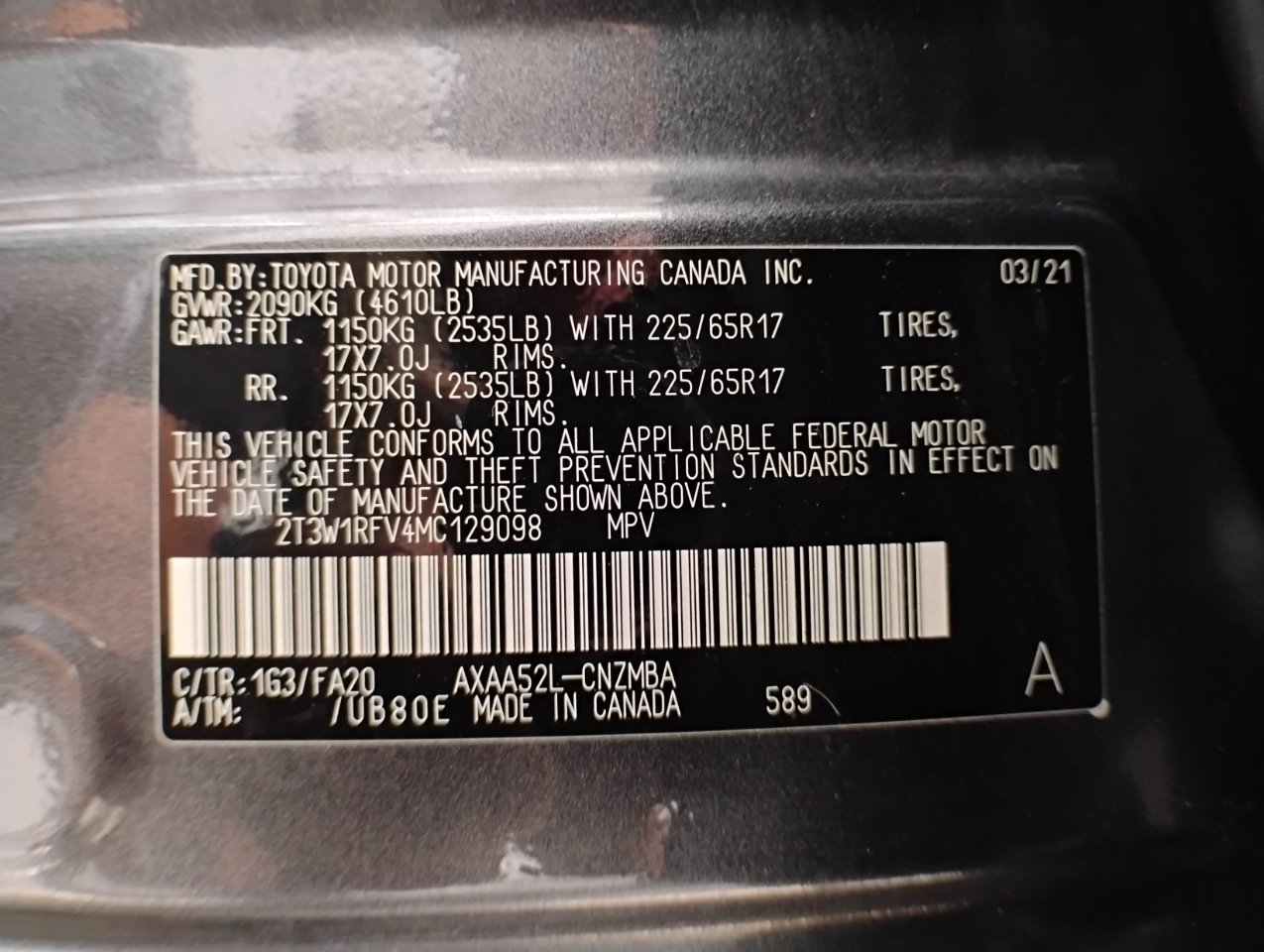 Toyota RAV4 XLE 2021