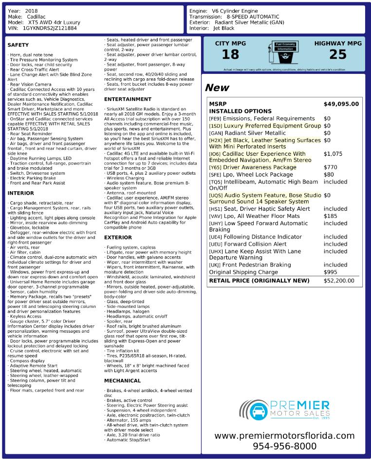 Cadillac XT5 Luxury AWD 2018
