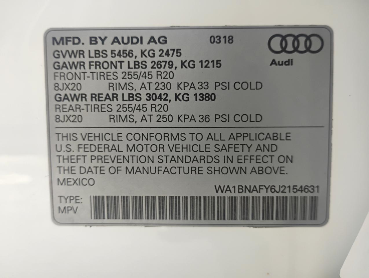 Audi Q5 2.0T Premium Plus quattro 2018