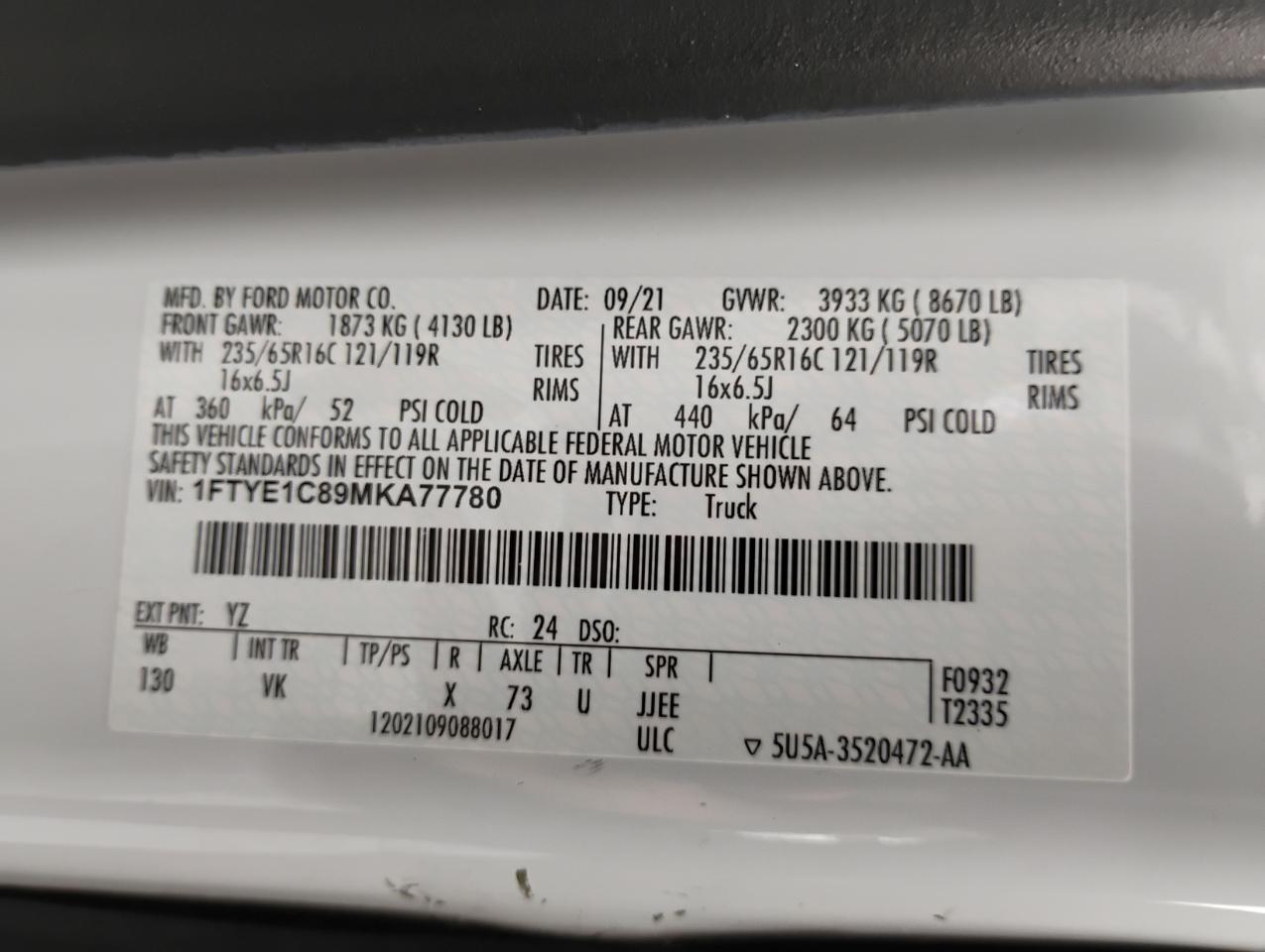 Ford Transit 150 Van Med. Roof w/Sliding Pass. 130-in. WB 2021