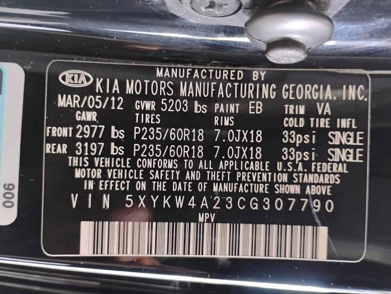 Kia Sorento SX 2WD 2012