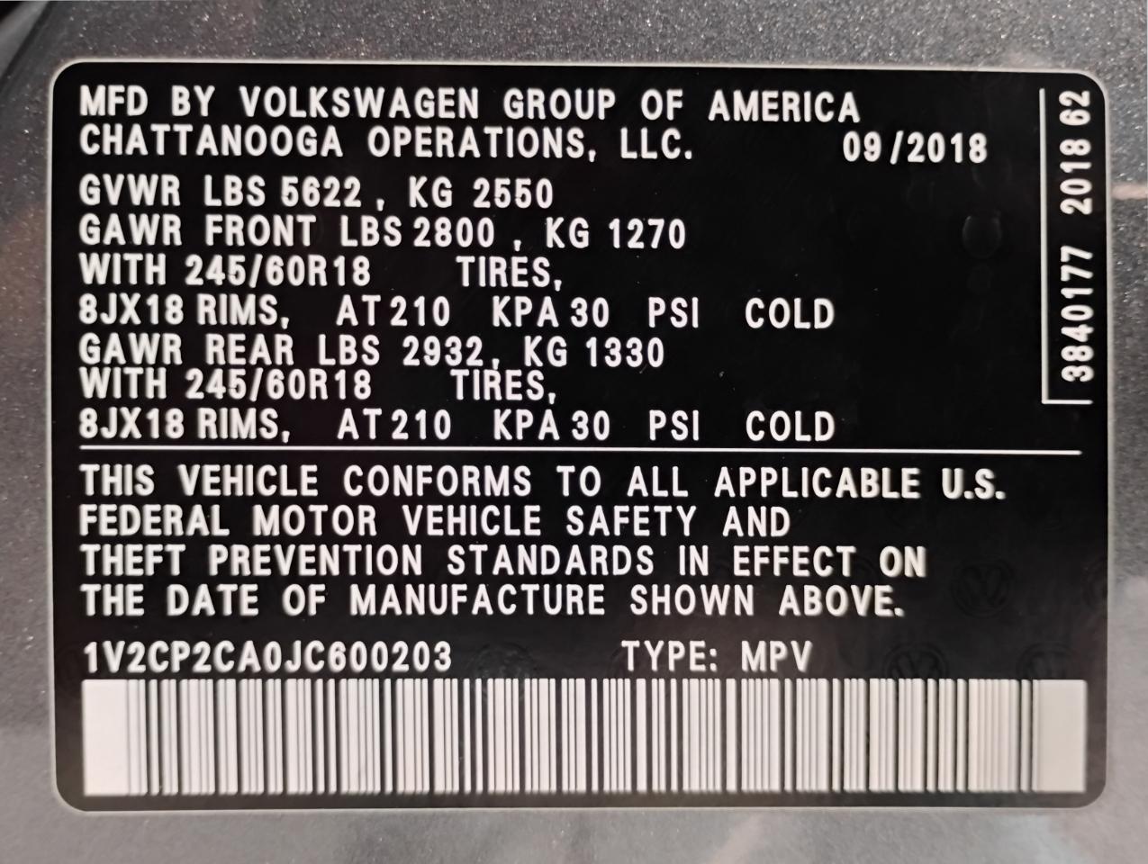 Volkswagen Atlas SE 2018