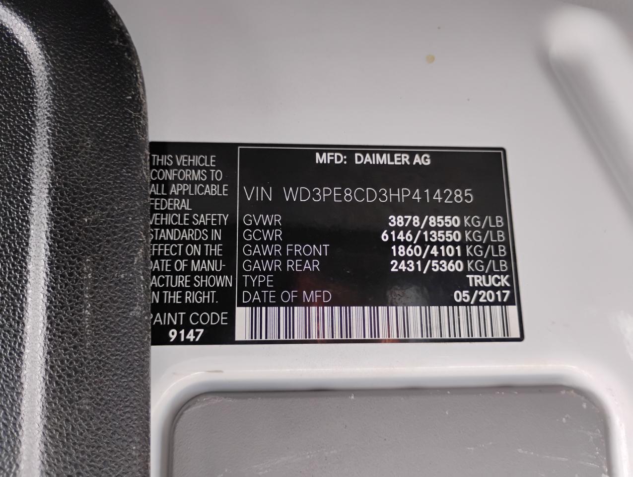 Mercedes-Benz Sprinter 2500 High Roof 170-in. WB 2017