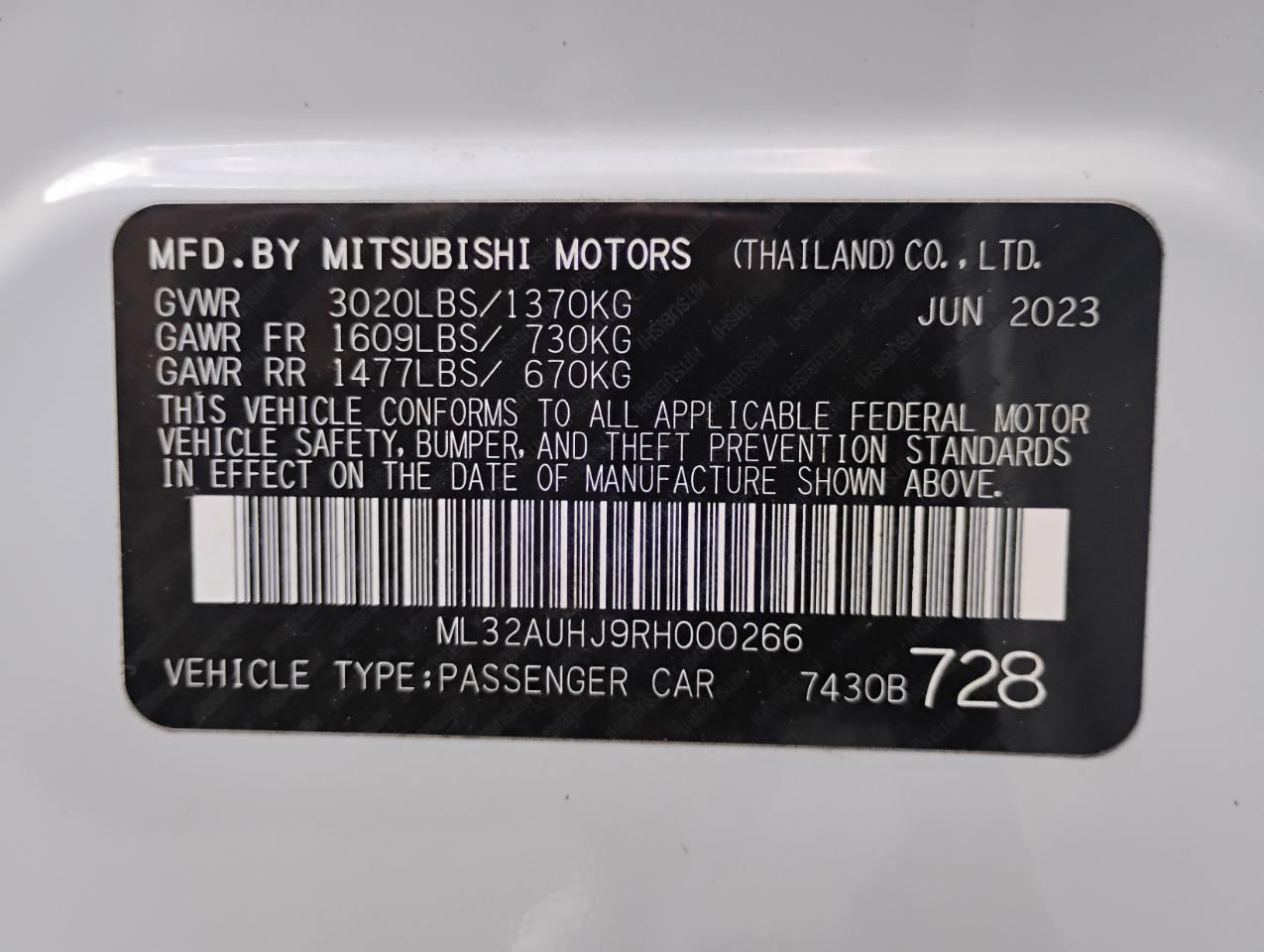 Mitsubishi Mirage ES CVT 2024