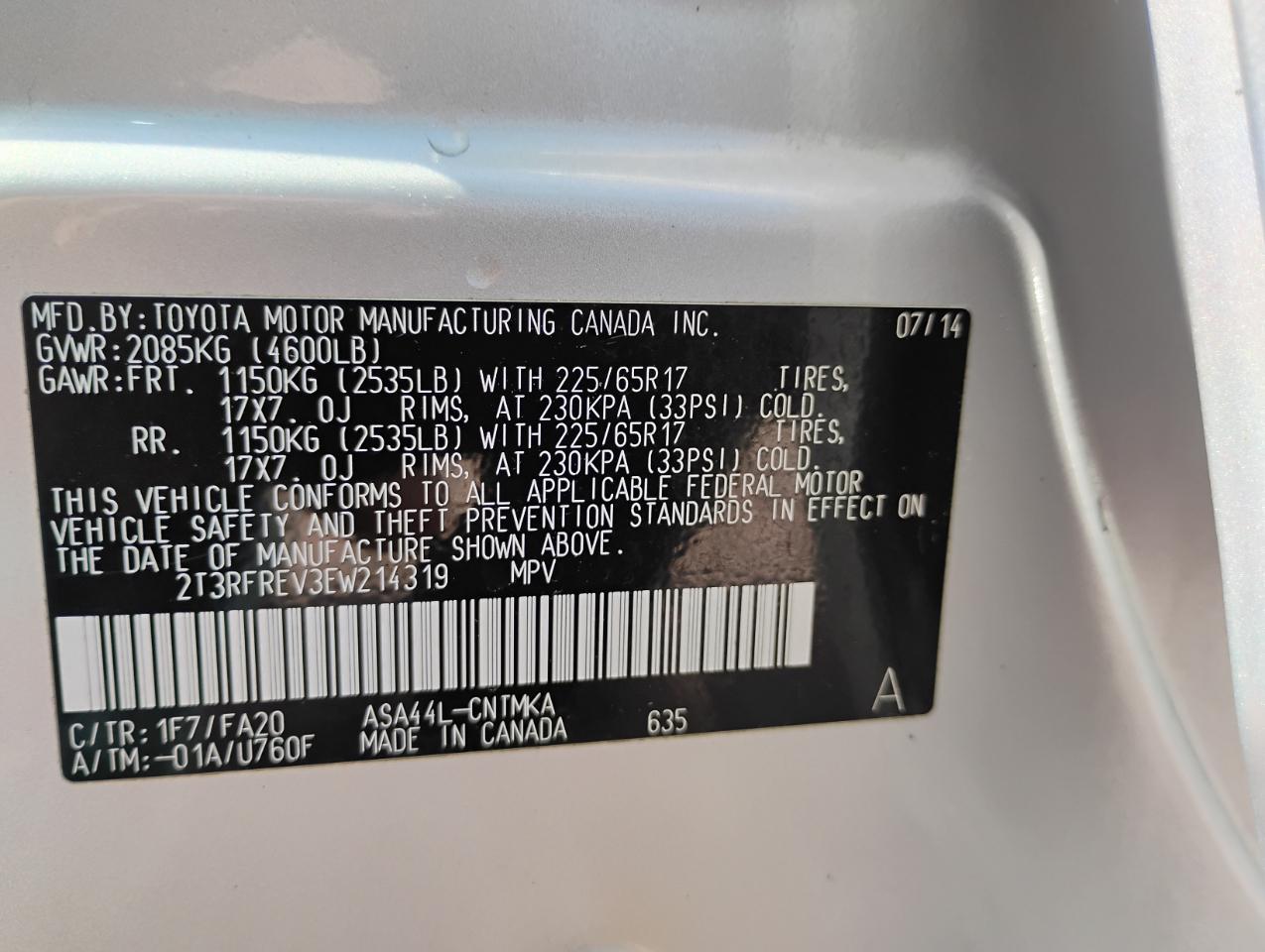 Toyota RAV4 XLE AWD 2014