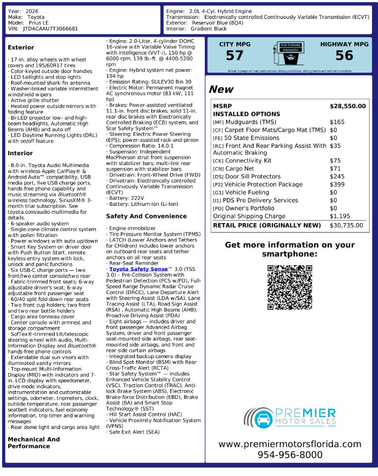 Toyota Prius LE 2026