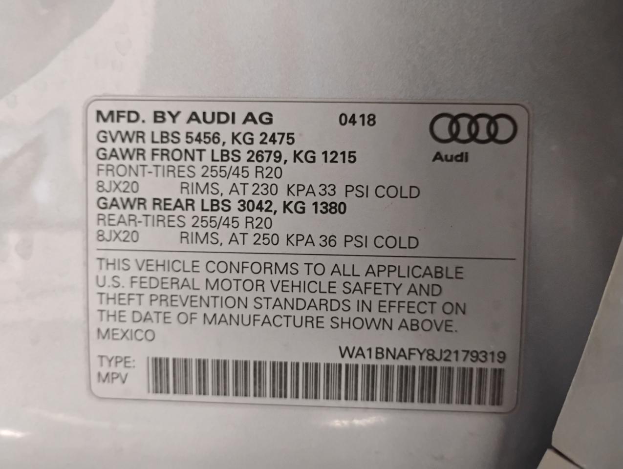 Audi Q5 2.0T Premium Plus quattro 2018