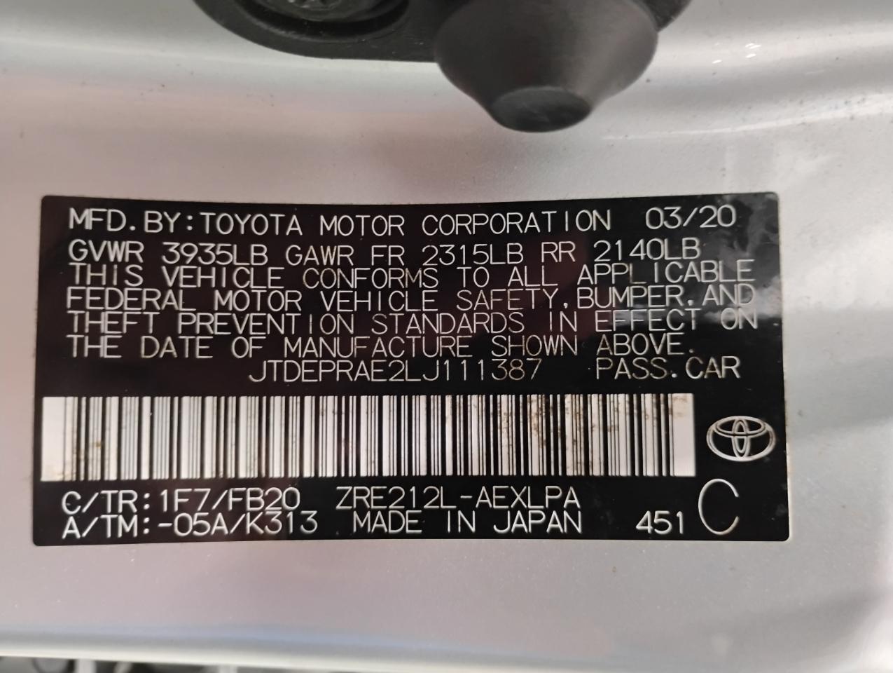 Toyota Corolla LE 2020