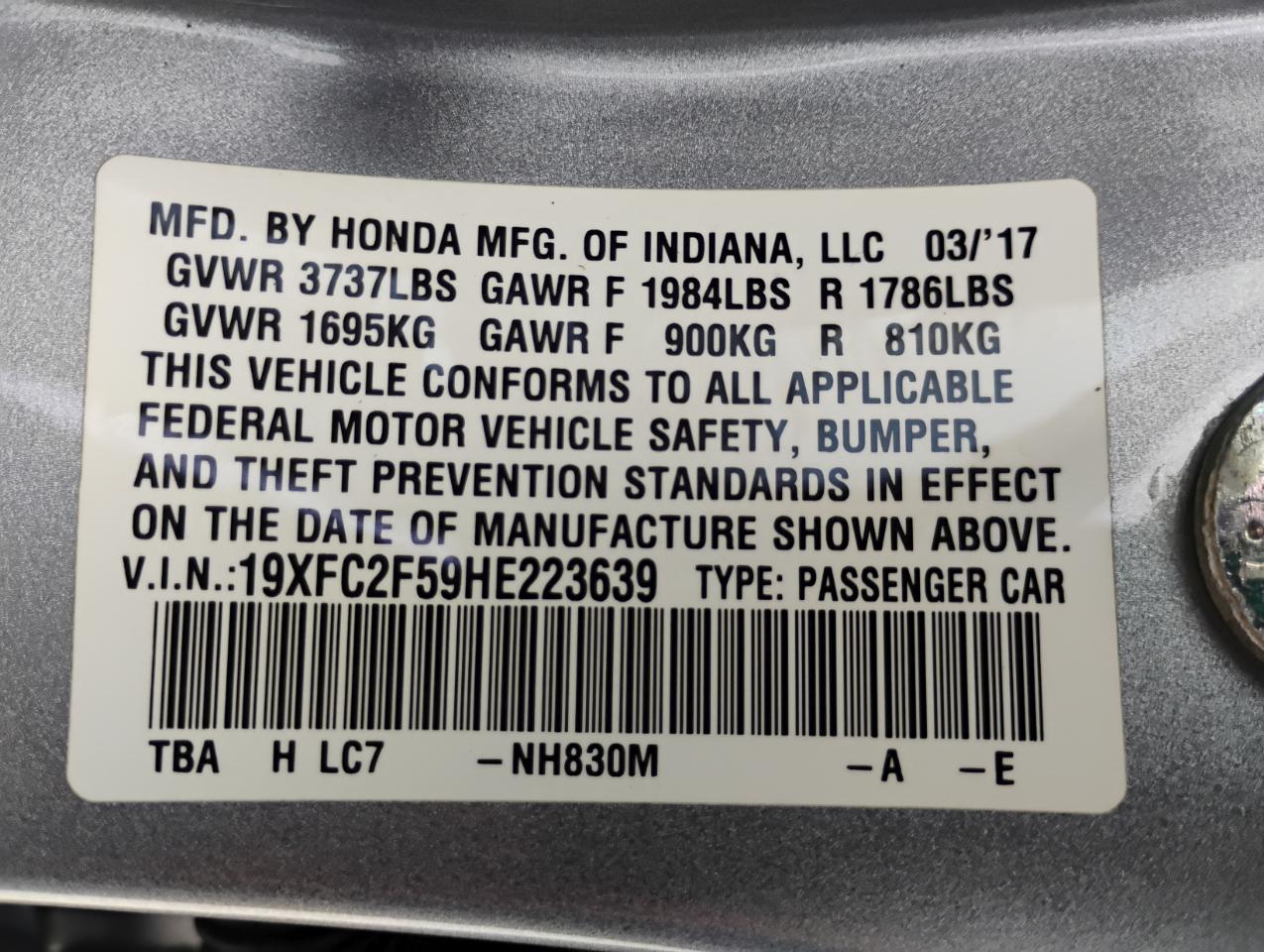 Honda Civic LX Sedan CVT 2017