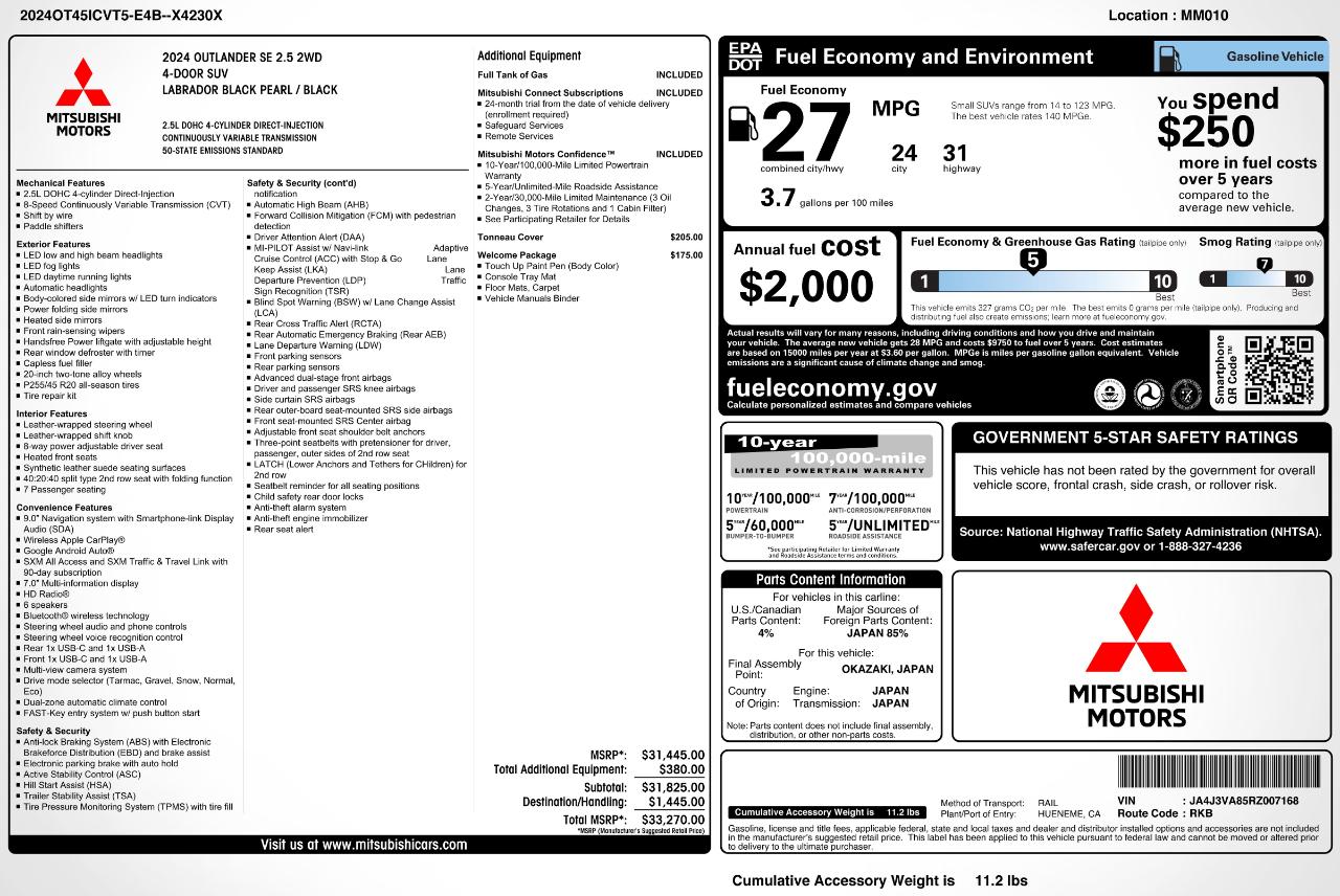 Mitsubishi Outlander SE 2WD 2024