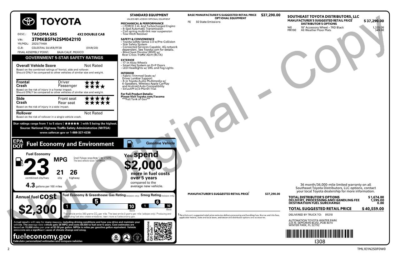 Toyota Tacoma TRD Sport Double Cab 2WD 2025