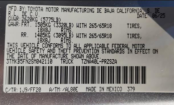 Toyota Tacoma TRD Sport Double Cab 2WD 2025