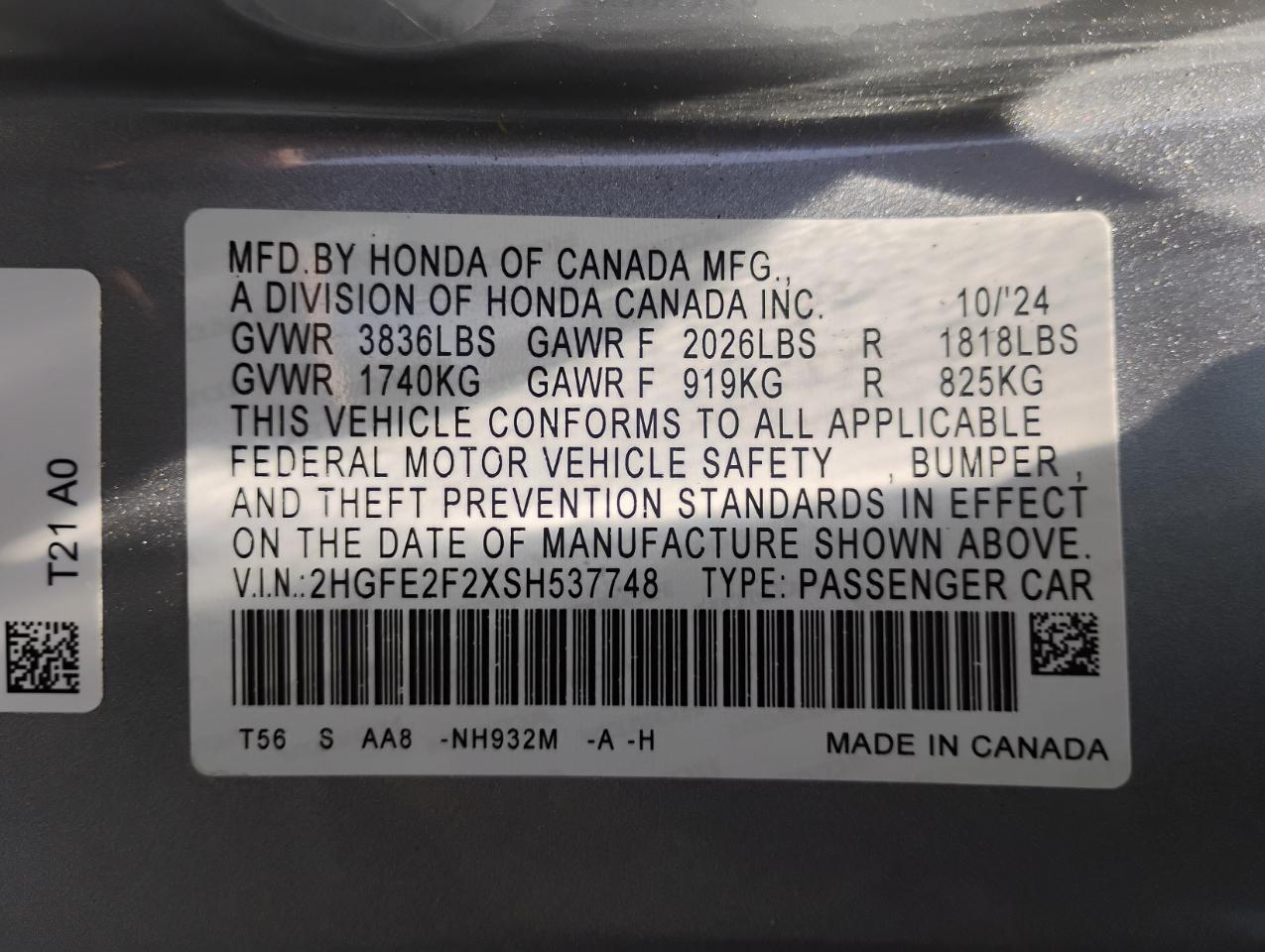 Honda Civic LX Sedan CVT 2025