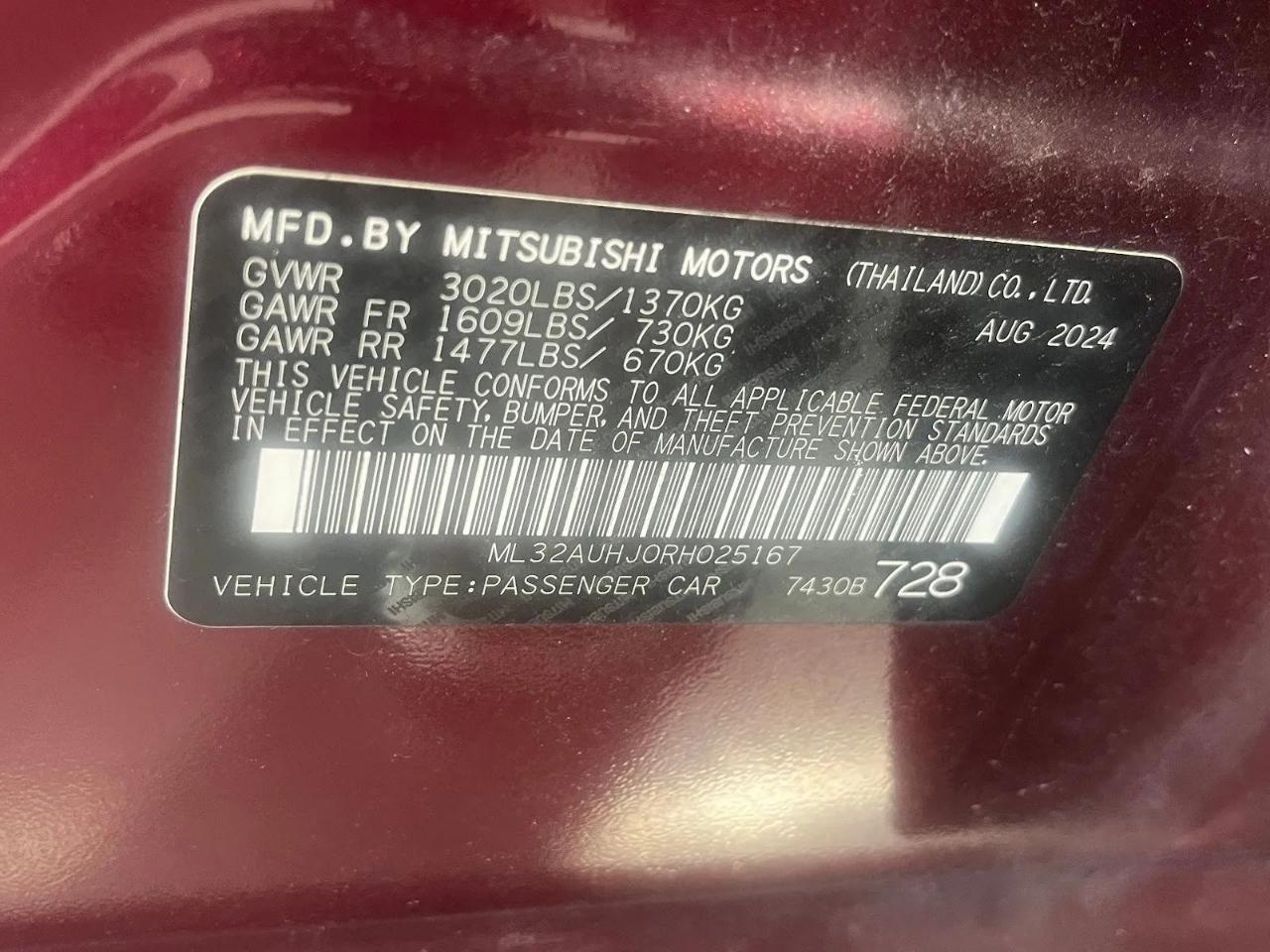 Mitsubishi Mirage ES CVT 2024