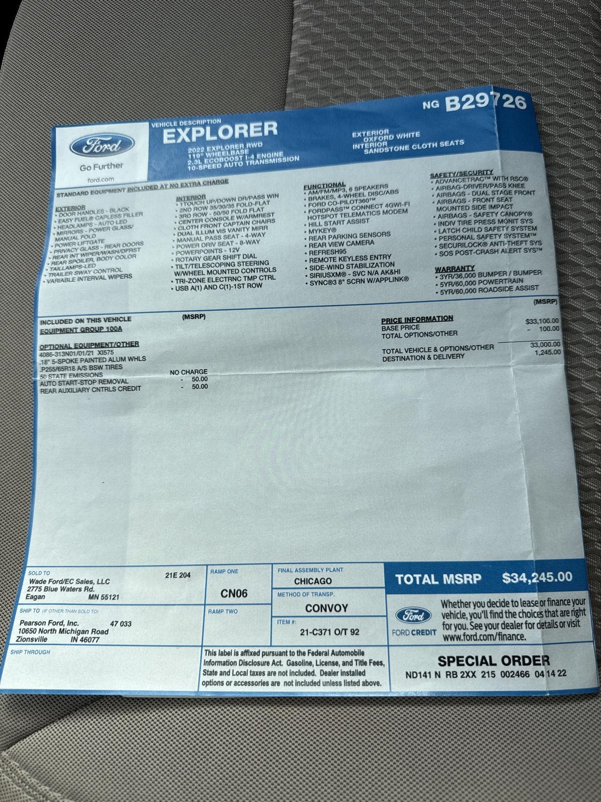 Ford Explorer Base RWD 2022
