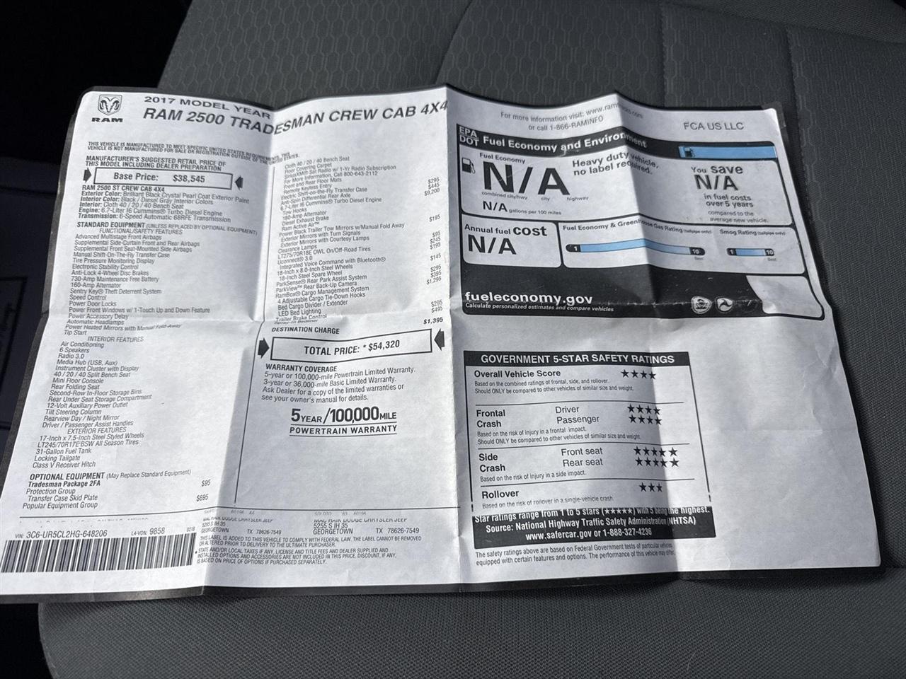 RAM 2500 Tradesman 4x4 Crew Cab 6'4" Box 2017