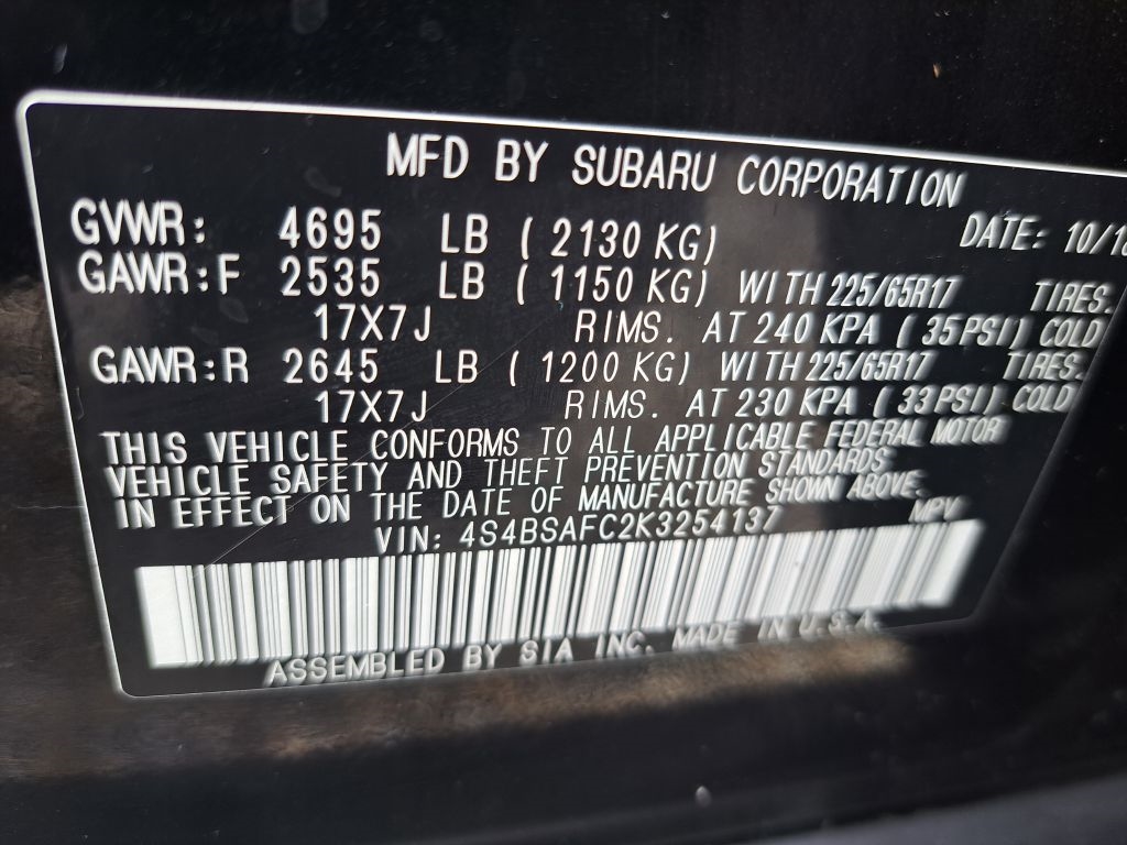 Subaru Outback 2.5i Premium 2019