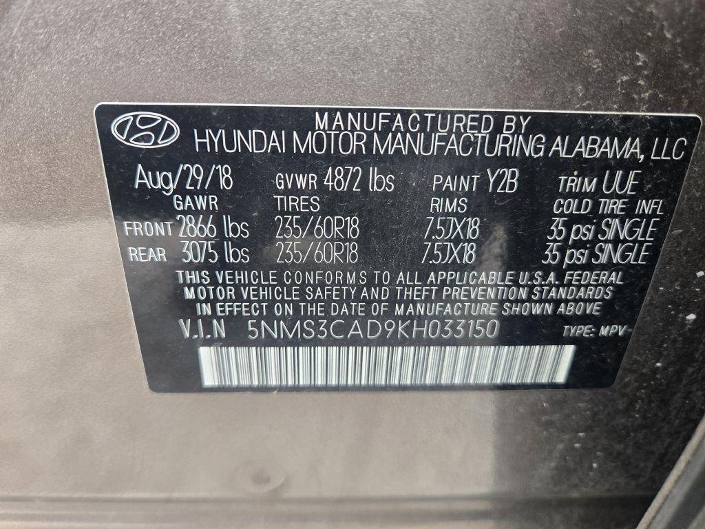Hyundai Santa Fe SEL 2.4 AWD 2019