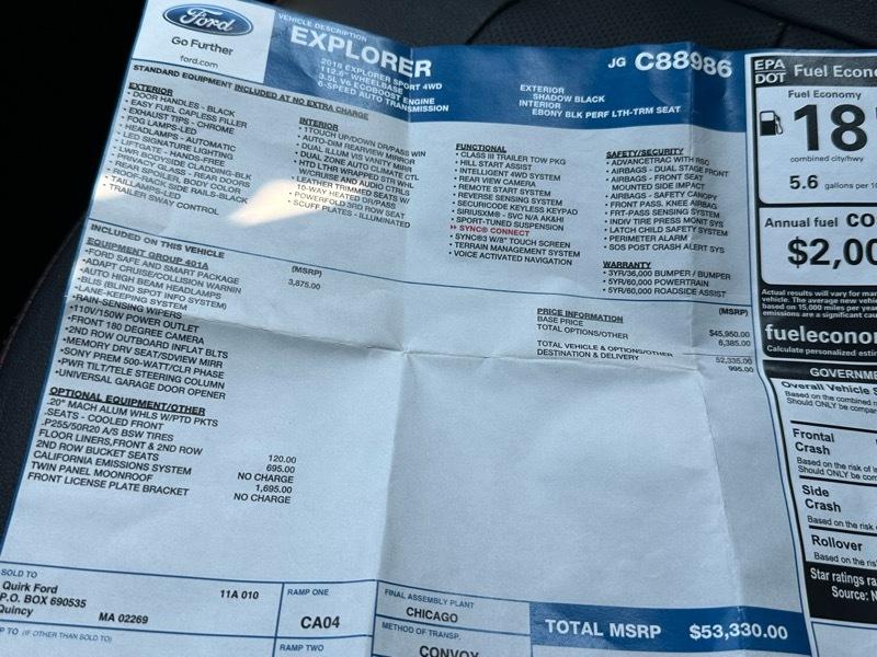 Ford Explorer Sport 4WD 2018