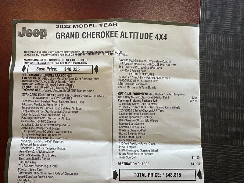 Jeep Grand Cherokee Altitude 4x4 2022