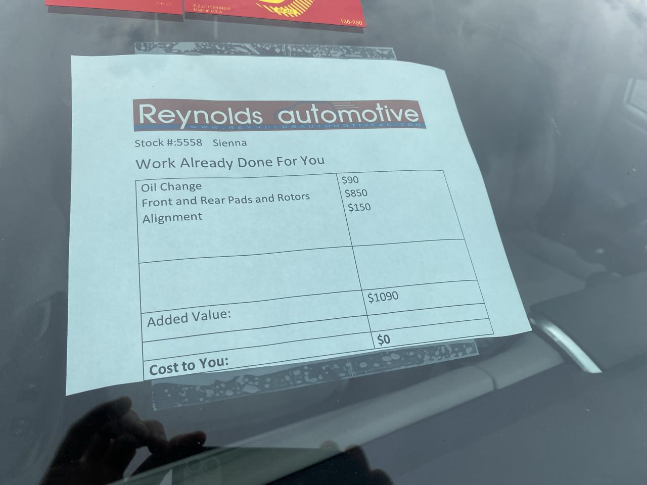 Toyota Sienna LE FWD 8-Passenger (Natl) 2019
