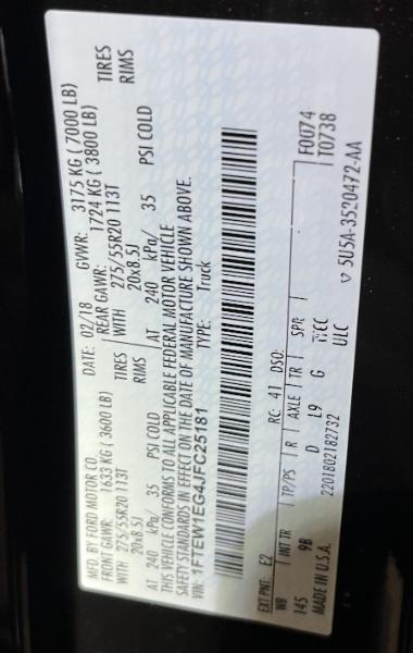 Ford F-150 Platinum SuperCrew 5.5-ft. Bed 4WD 2018